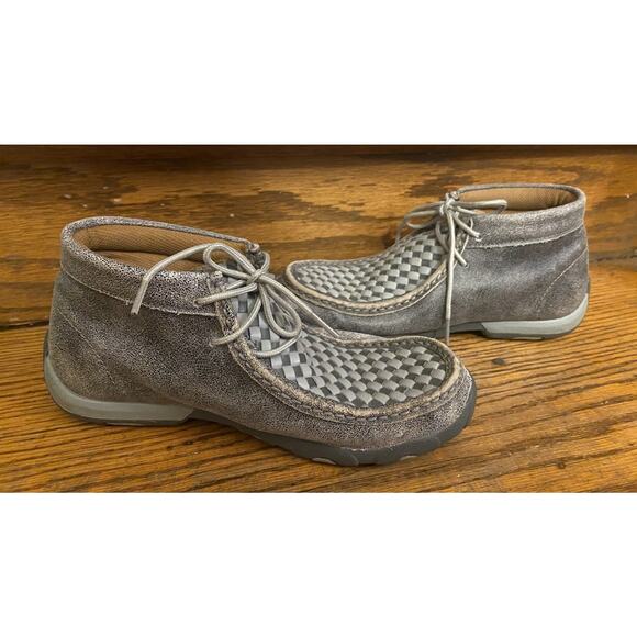 Twisted X Men's 6.5 Casual Gray Leather Basket Weave Driving Mocs MDM0073 - Picture 6 of 8
